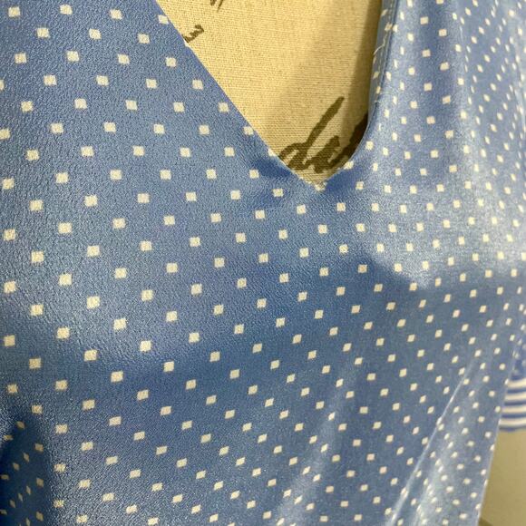 Vintage 80s Lady Carol Blue & White Polka Dot Nautical Skirt Set Size 18 - Picture 9 of 12